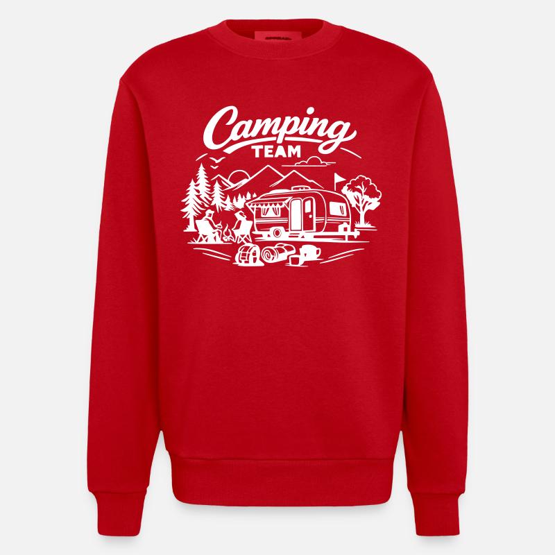 L’équipe du camping - Sweat bio épais oversize fabriqué en UE - rouge
