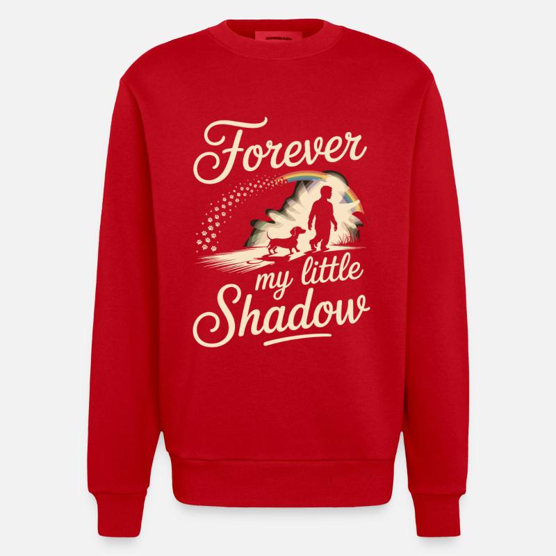 Dachshund Shadow - Heavyweight Oversized Organic Crew Neck Made in EU - red