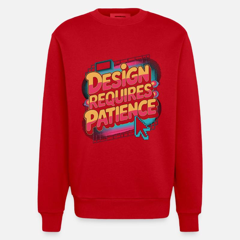 Graphic Designer Design Requires Visual Artist - Heavyweight Oversized Organic Crew Neck Made in EU - red