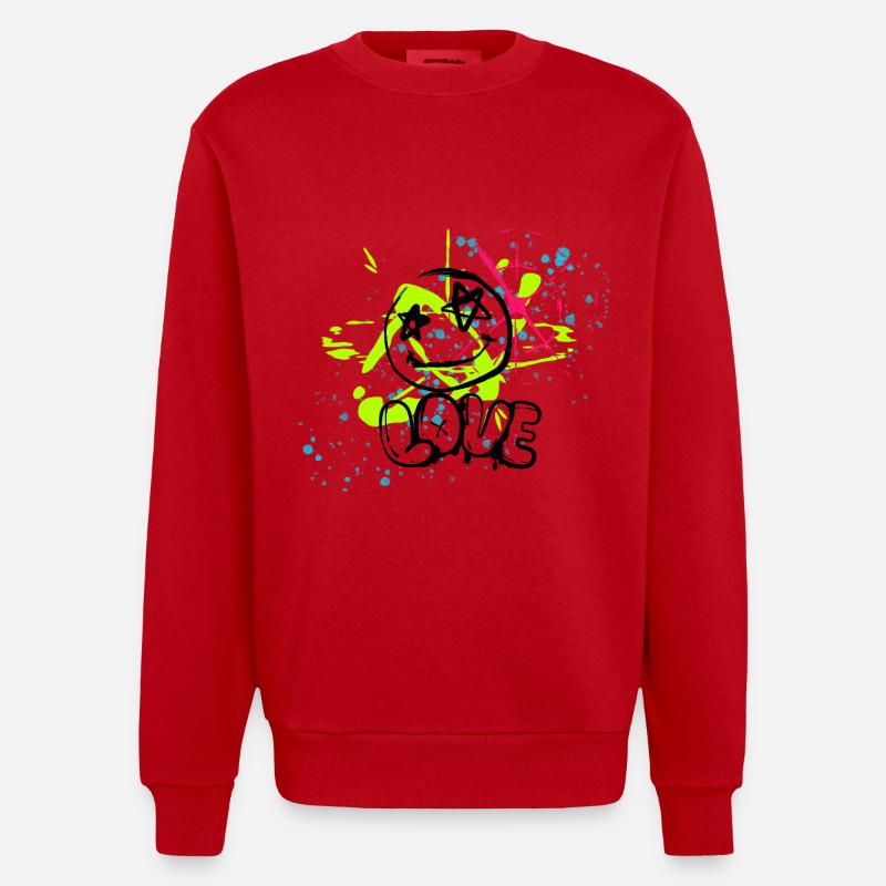 Chaos de néons et éclaboussures - Sweat bio épais oversize fabriqué en UE - rouge