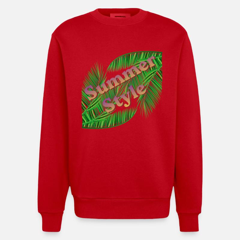 Summer style with palm trees - Heavyweight Oversized Organic Crew Neck Made in EU - red