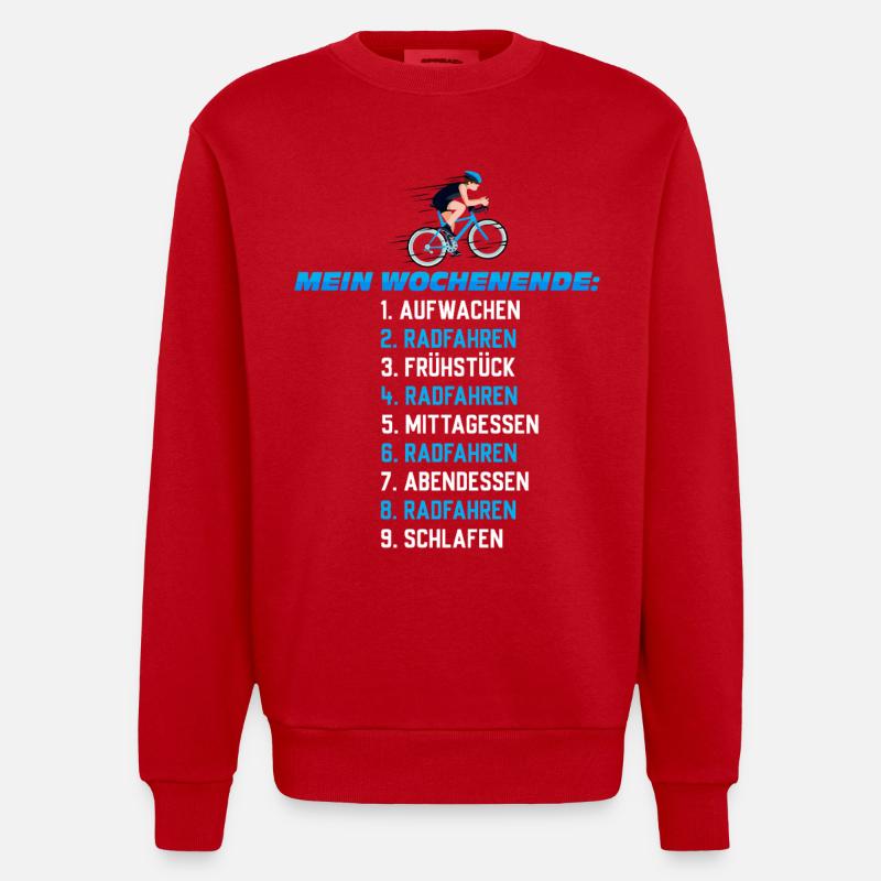 Mein Wochenend-Plan: Radfahren Nonstop - Heavyweight Oversized Organic Crew Neck Made in EU - Rot