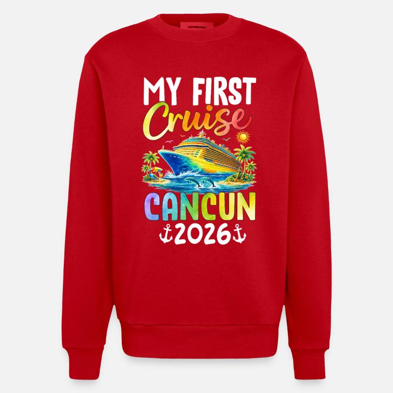 Ma première croisière Cancún 2026 - Sweat bio épais oversize fabriqué en UE - rouge