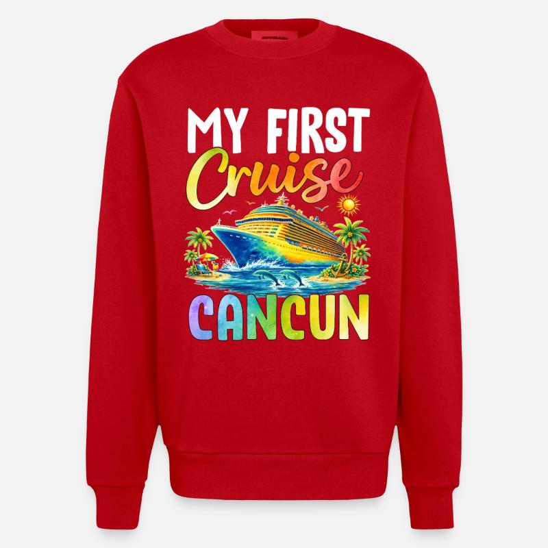 Ma première croisière à Cancún - Sweat bio épais oversize fabriqué en UE - rouge