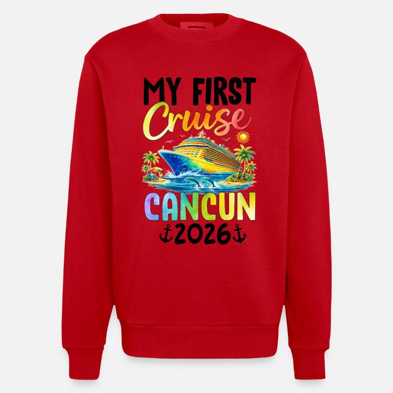 Ma première croisière Cancún 2026 - Sweat bio épais oversize fabriqué en UE - rouge