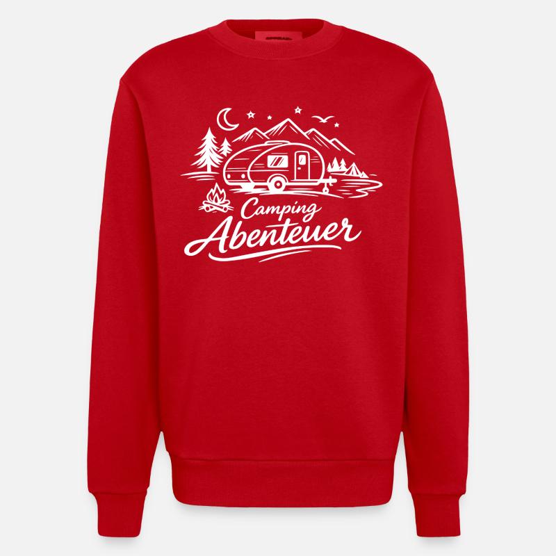 Camping Abenteuer  - Heavyweight Oversized Organic Crew Neck Made in EU - Rot