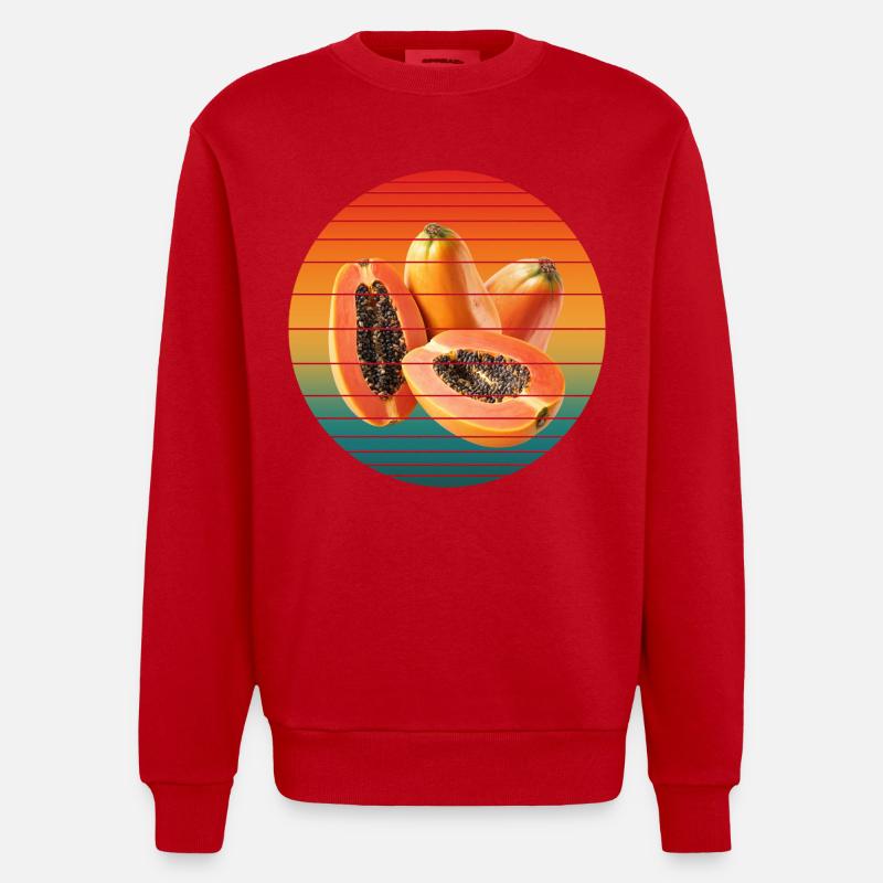 papaya fruit - Heavyweight Oversized Organic Crew Neck Made in EU - red