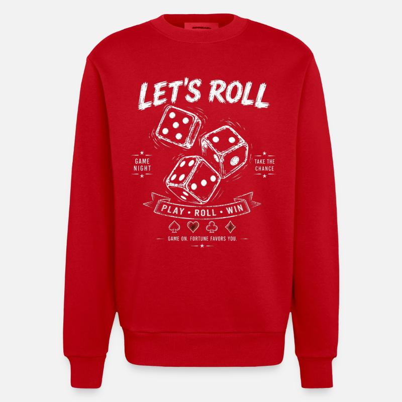 Let's Roll Dice – Spieleabend Geschenkidee - Heavyweight Oversized Organic Crew Neck Made in EU - Rot