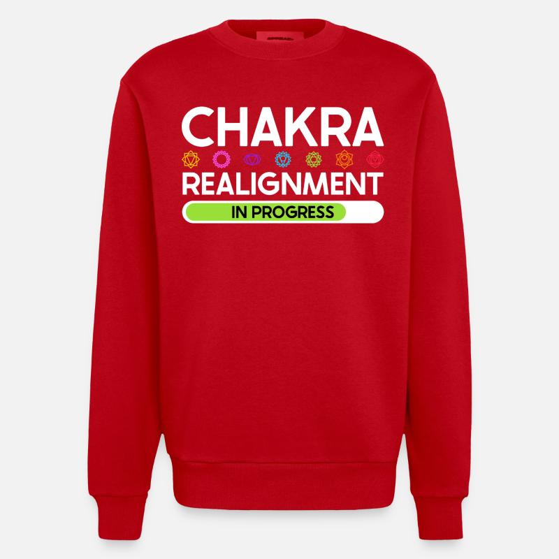 Chakra Alignment - Energy in Flow - Heavyweight Oversized Organic Crew Neck Made in EU - red