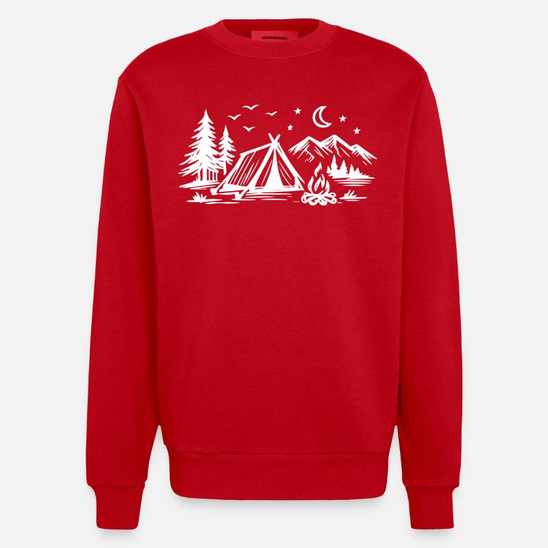 Tente de camping - Sweat bio épais oversize fabriqué en UE - rouge