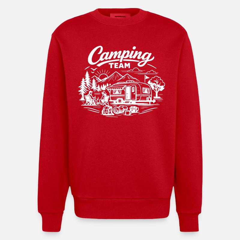 Camping Team Wagon - Sweat bio épais oversize fabriqué en UE - rouge