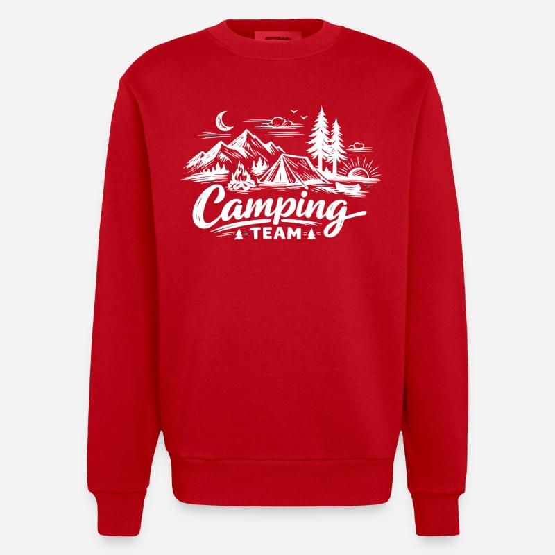 Tente d’équipe de camping - Sweat bio épais oversize fabriqué en UE - rouge