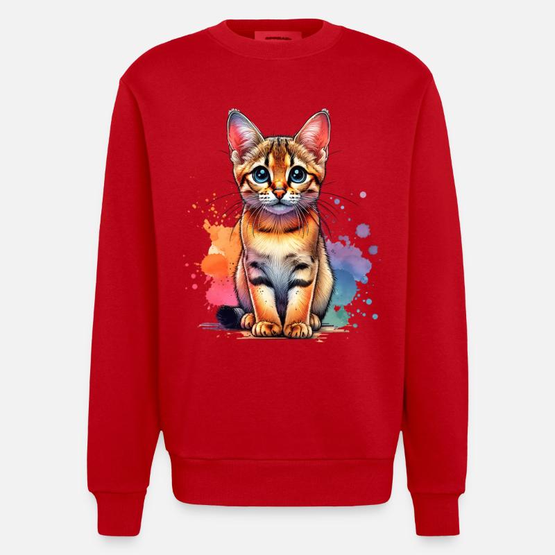 Cadeau du chat de Savannah - Sweat bio épais oversize fabriqué en UE - rouge