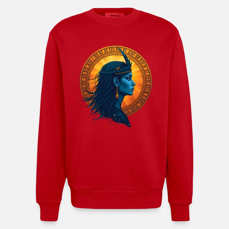 Ishtar Awakens – Sumerian Divine - Heavyweight Oversized Organic Crew Neck Made in EU - red