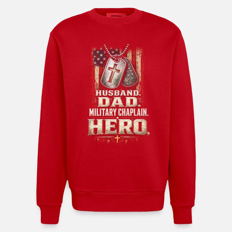 Chaplain, cleric, pastor - Heavyweight Oversized Organic Crew Neck Made in EU - red