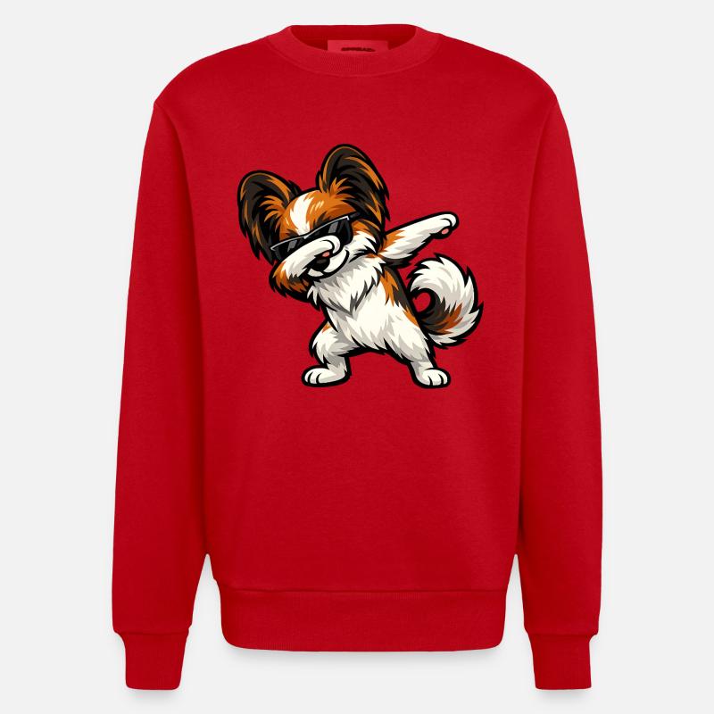 Chien Papillon - Sweat bio épais oversize fabriqué en UE - rouge