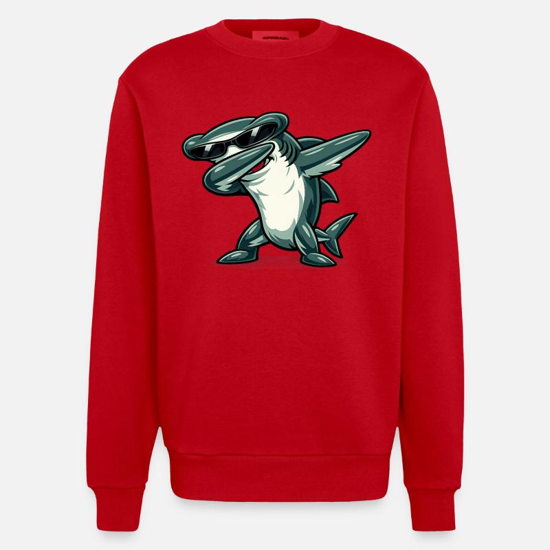Dabbing Hammerhai - Heavyweight Oversized Organic Crew Neck Made in EU - Rot