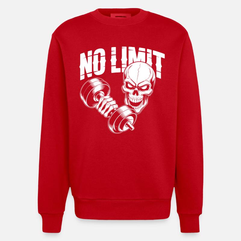 Skull Workout - Heavyweight Oversized Organic Crew Neck Made in EU - Rot