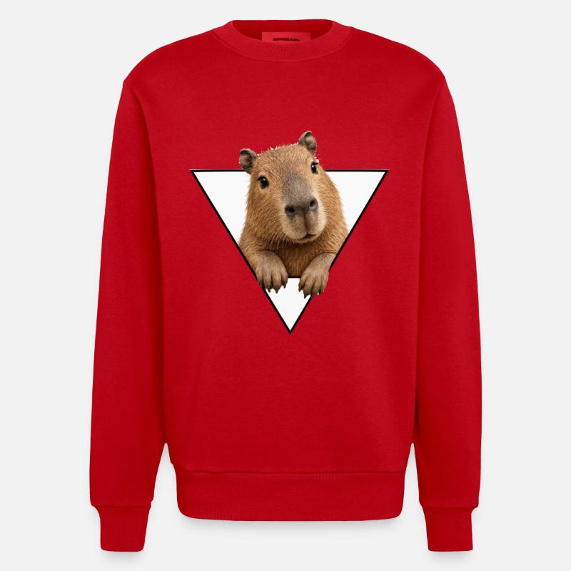 Kapybara dans le Triangle - Sweat bio épais oversize fabriqué en UE - rouge