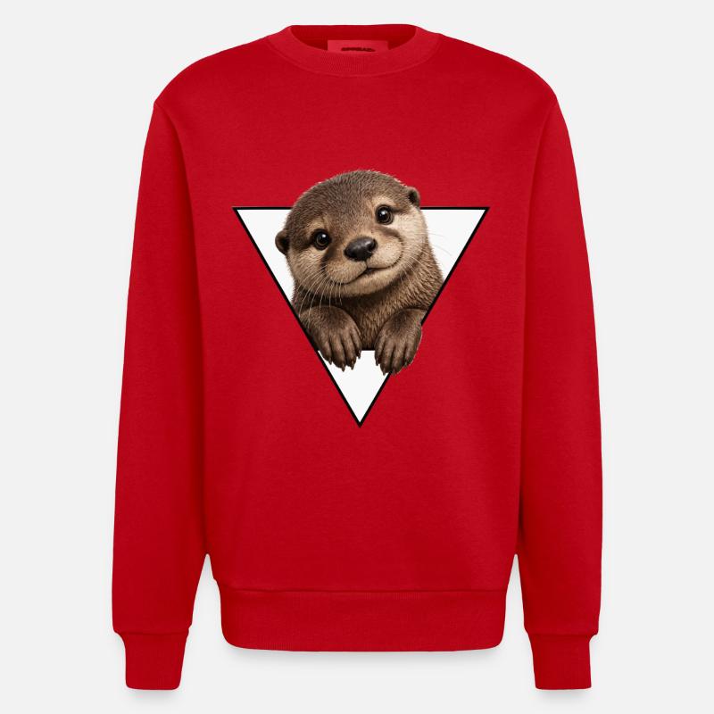 Vue de la Loutre en Triangle - Sweat bio épais oversize fabriqué en UE - rouge