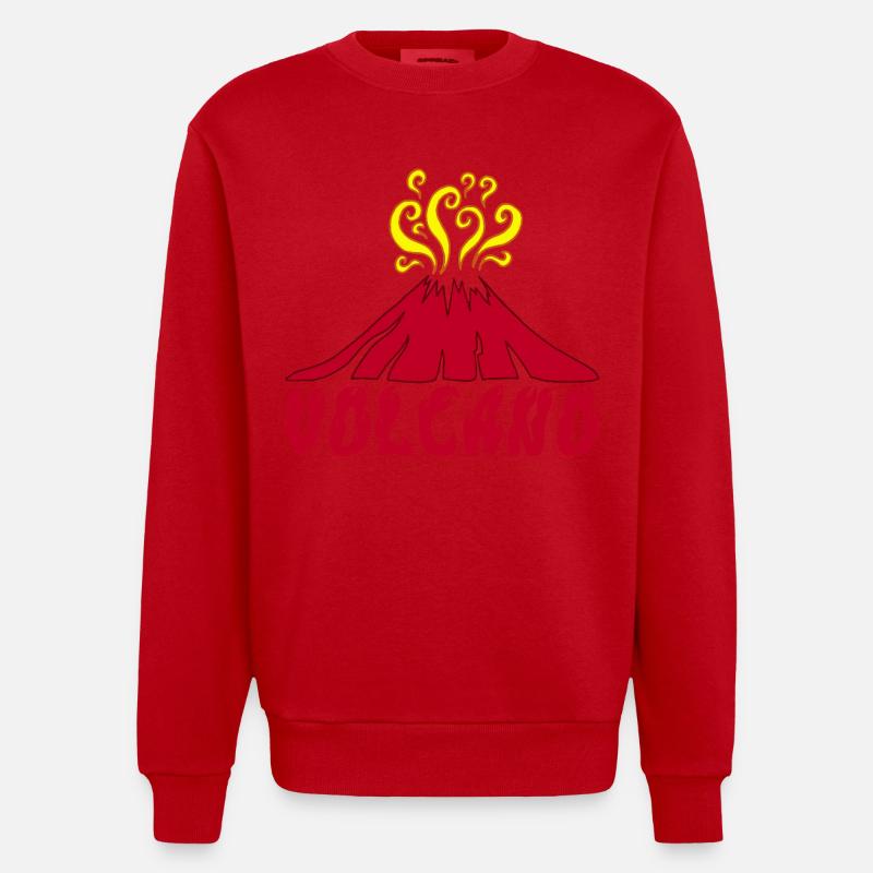 Volcan en éruption - Sweat bio épais oversize fabriqué en UE - rouge