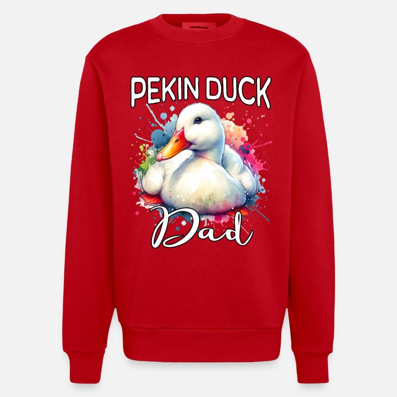 Peking duck dad - Heavyweight Oversized Organic Crew Neck Made in EU - red