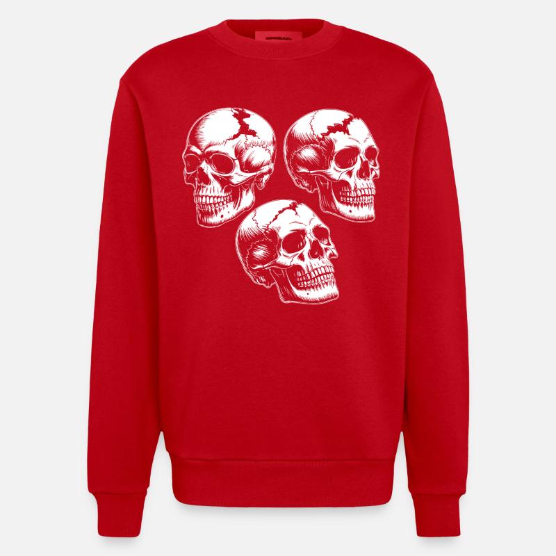 Silhouettes des Trois Crânes - Sweat bio épais oversize fabriqué en UE - rouge