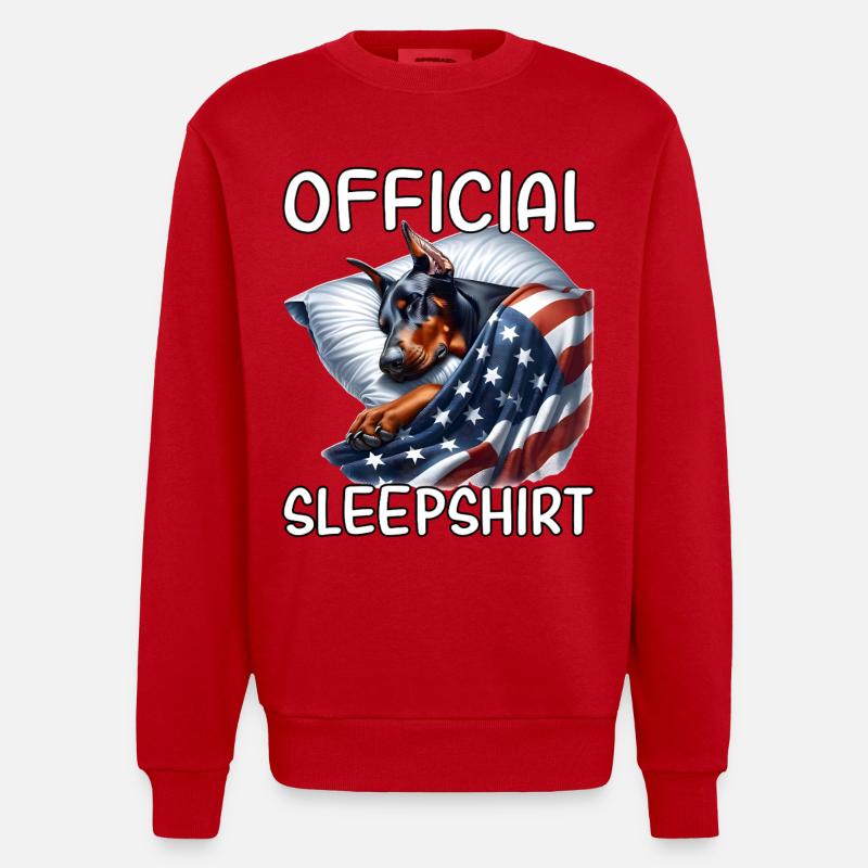 Chemise de nuit Doberman US - Sweat bio épais oversize fabriqué en UE - rouge