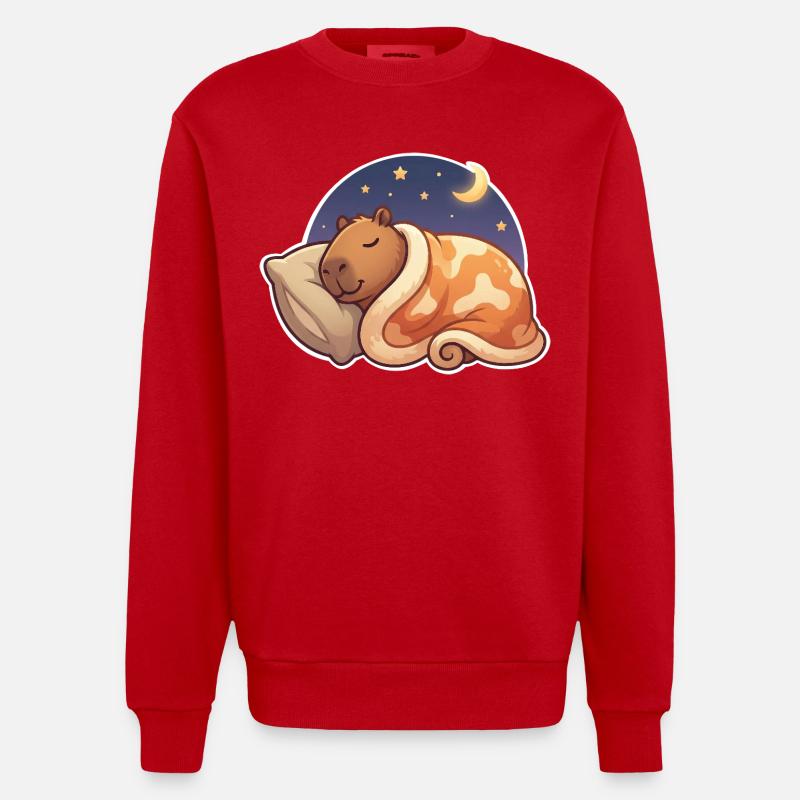 Capybara Schlafen - Heavyweight Oversized Organic Crew Neck Made in EU - Rot