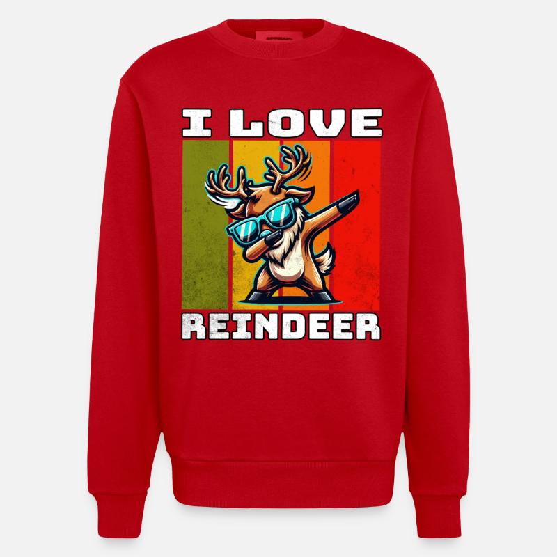 Rentier de renne - Sweat bio épais oversize fabriqué en UE - rouge