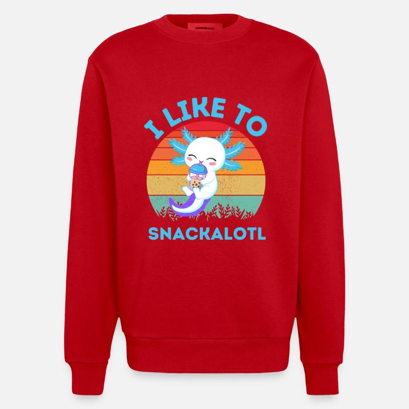 Kawaii Snackheld Bubble Tea - Heavyweight Oversized Organic Crew Neck Made in EU - red