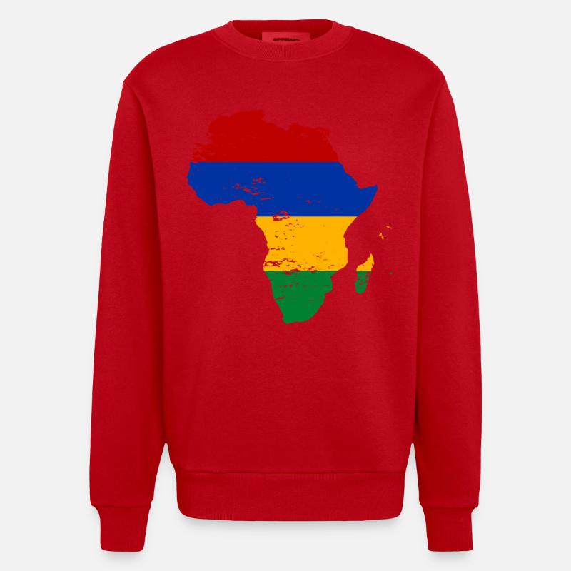 Drapeau Maurice Afrique - Sweat bio épais oversize fabriqué en UE - rouge