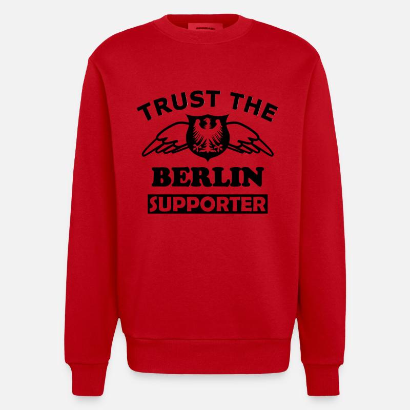 Berlin Textdesign Weiß - Heavyweight Oversized Organic Crew Neck Made in EU - Rot