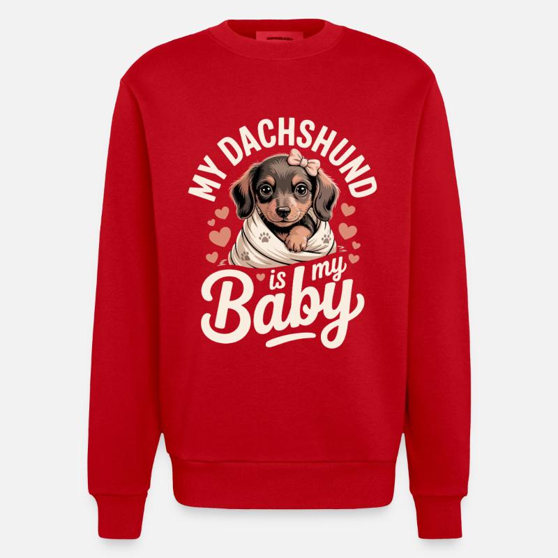 Bébé teckel - Sweat bio épais oversize fabriqué en UE - rouge