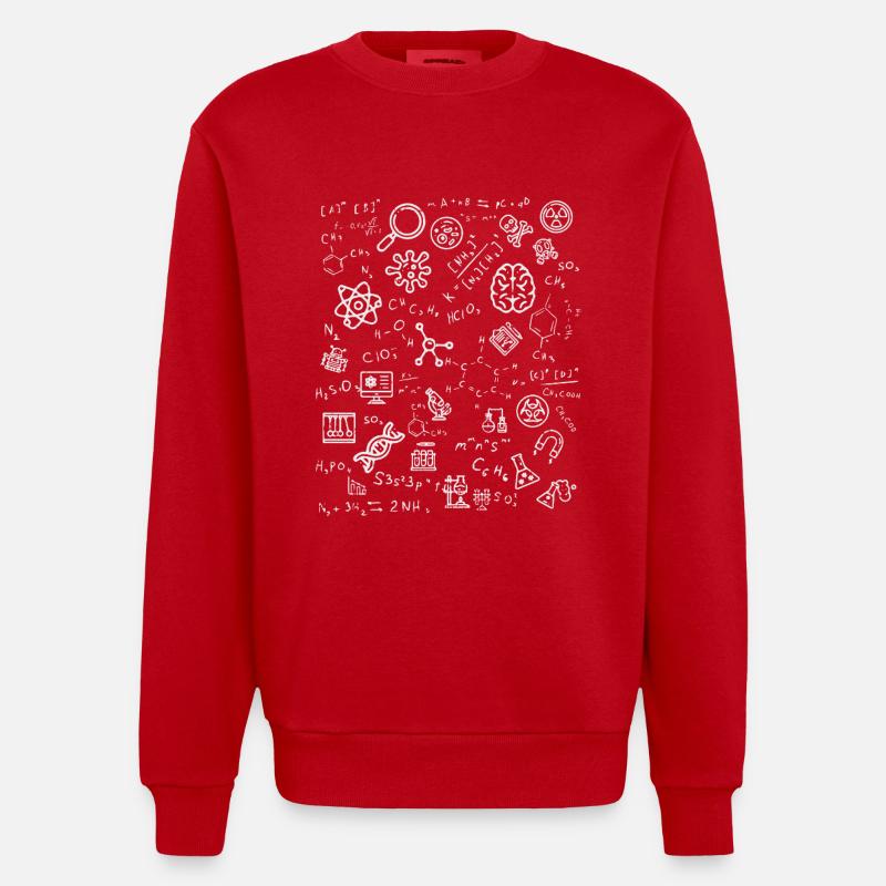 Science Chemistry Physics Biology Nerd - Heavyweight Oversized Organic Crew Neck Made in EU - red