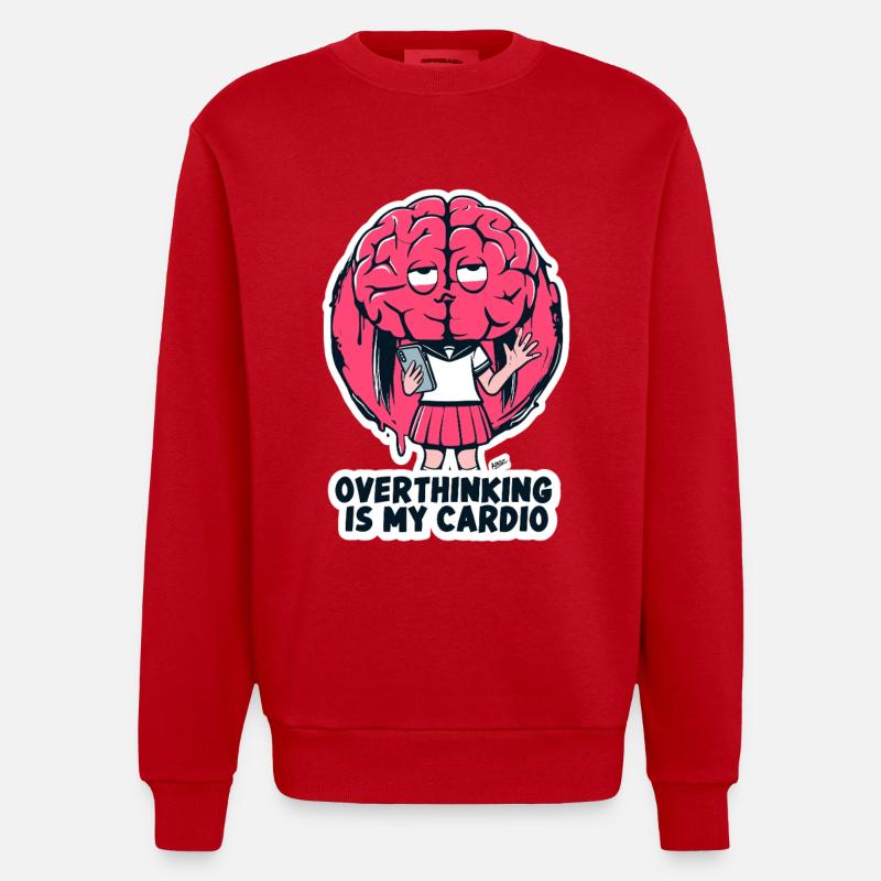 Overthinking Cardio Brain - Heavyweight Oversized Organic Crew Neck Made in EU - red