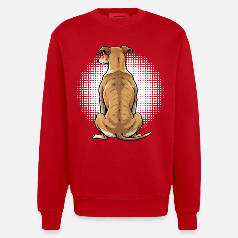 Whippet Greyhound Whippets Greyhound Owner - Heavyweight Oversized Organic Crew Neck Made in EU - red