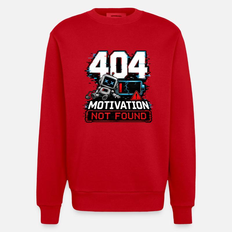 404 Motivation Not Found Roboter - Heavyweight Oversized Organic Crew Neck Made in EU - Rot