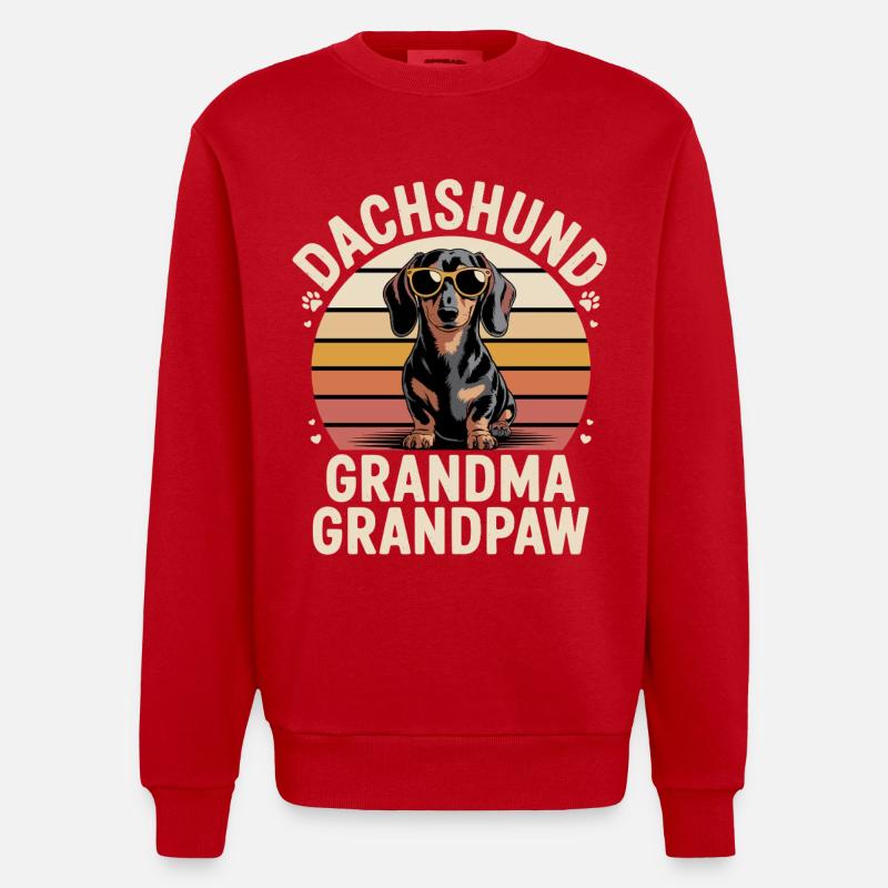 Teckel Grand-mère Grand-père - Sweat bio épais oversize fabriqué en UE - rouge