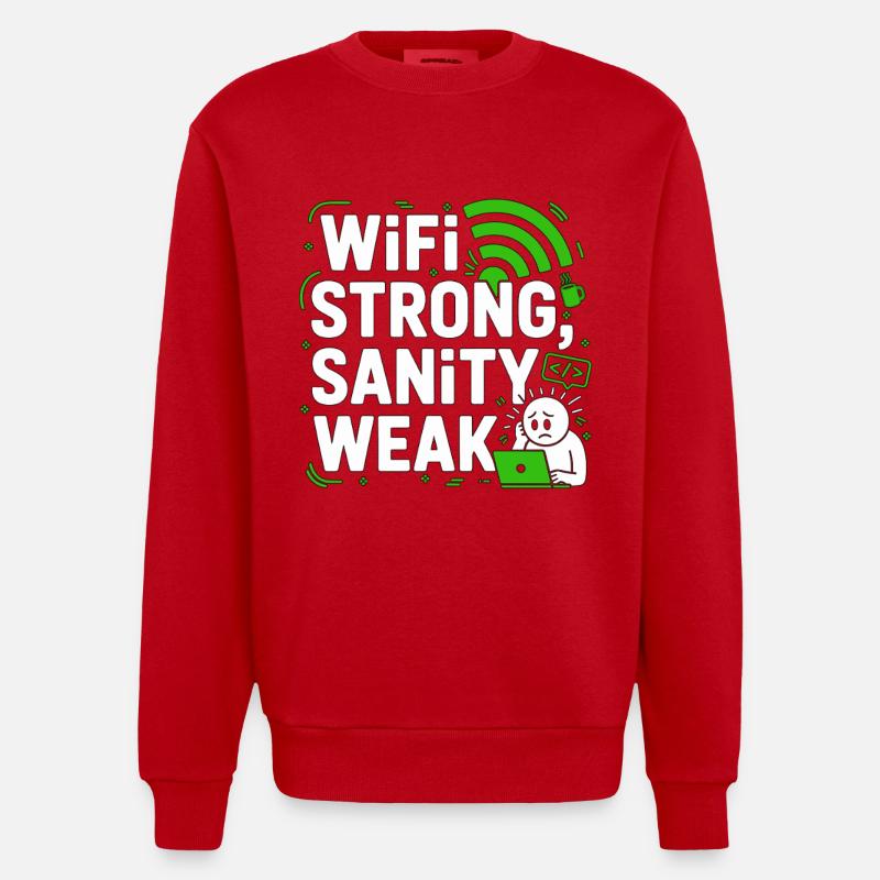 Remote Developer WiFi Strong Software Engineering - Heavyweight Oversized Organic Crew Neck Made in EU - Rot