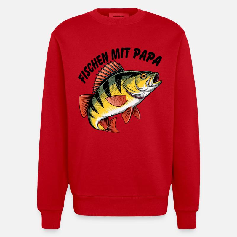 Fischen mit Papa - Heavyweight Oversized Organic Crew Neck Made in EU - Rot