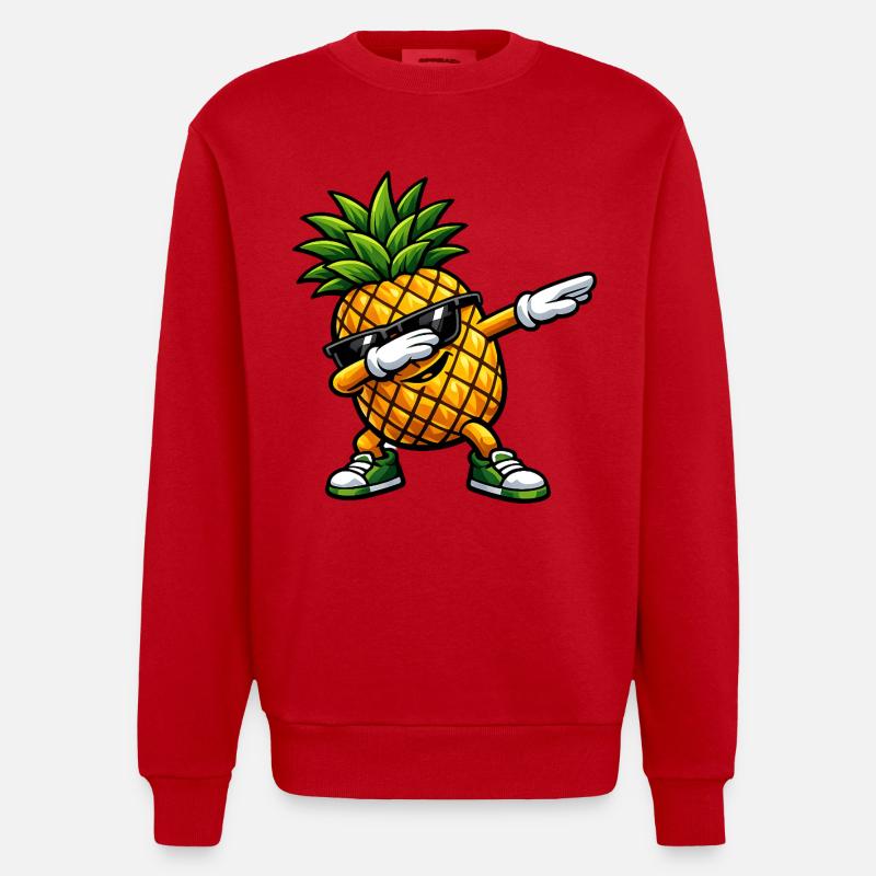 Dabbing pineapple - Heavyweight Oversized Organic Crew Neck Made in EU - red
