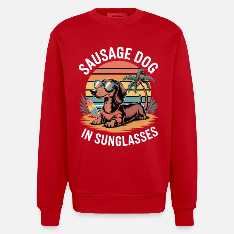 Teckel de plage - Sweat bio épais oversize fabriqué en UE - rouge