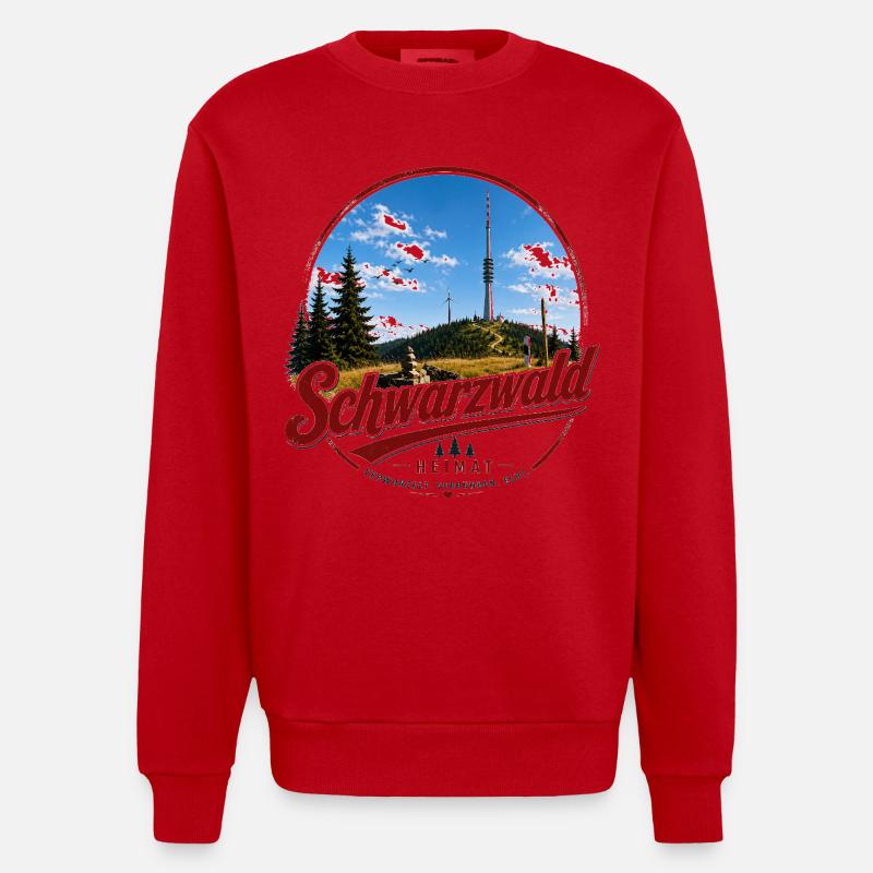 Schwarzwald Heimat Layout - Heavyweight Oversized Organic Crew Neck Made in EU - Rot