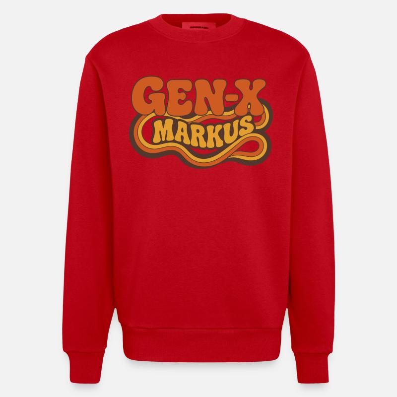 Logo rétro Gen-X Markus - Sweat bio épais oversize fabriqué en UE - rouge
