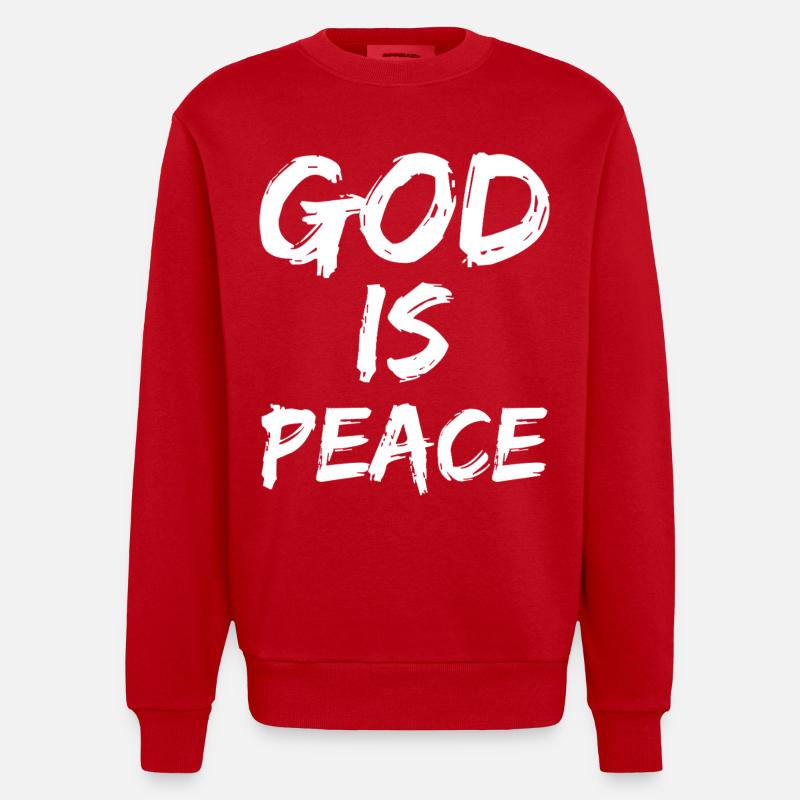 Dieu est la paix - Sweat bio épais oversize fabriqué en UE - rouge