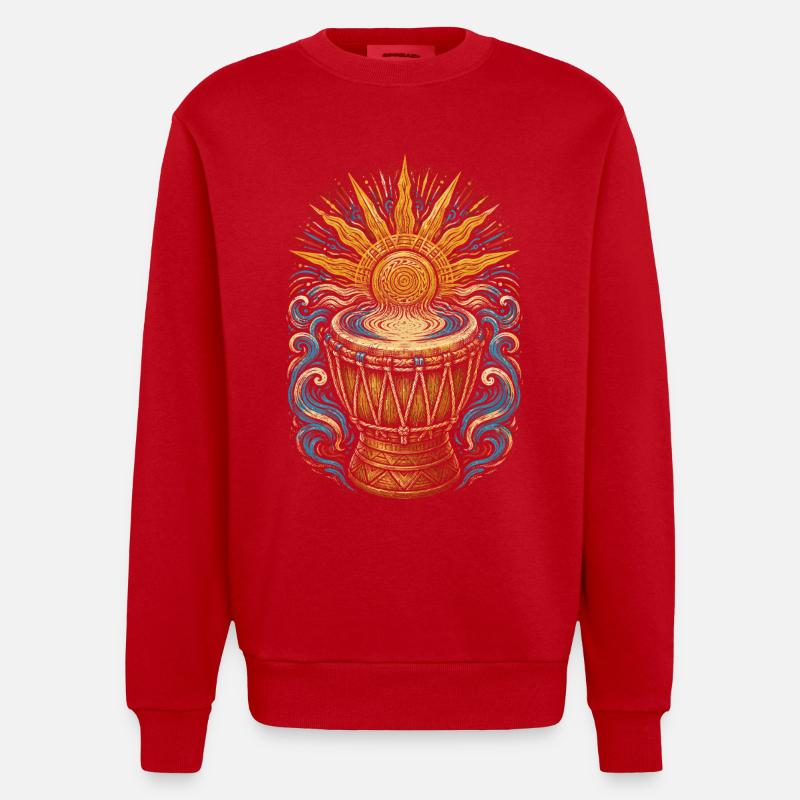 Belize Belizean Root - Heavyweight Oversized Organic Crew Neck Made in EU - red