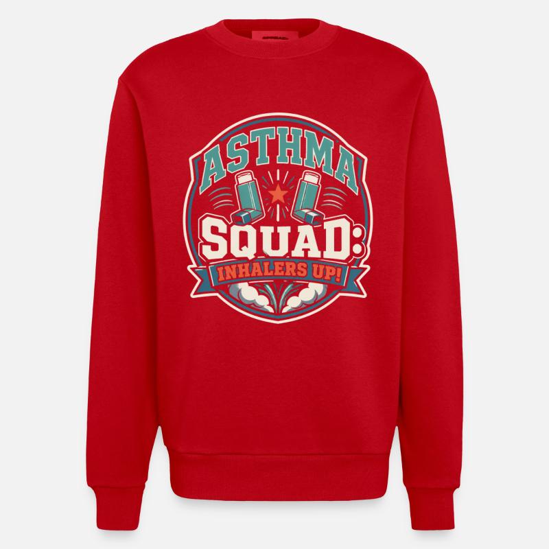 Asthma Squad Inhalers Up Asthmatiker - Heavyweight Oversized Organic Crew Neck Made in EU - Rot