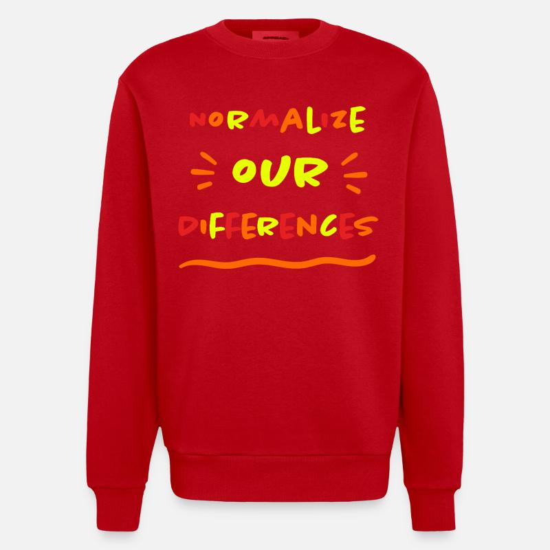 Normalize our Differences - Inclusion - neon - Heavyweight Oversized Organic Crew Neck Made in EU - red