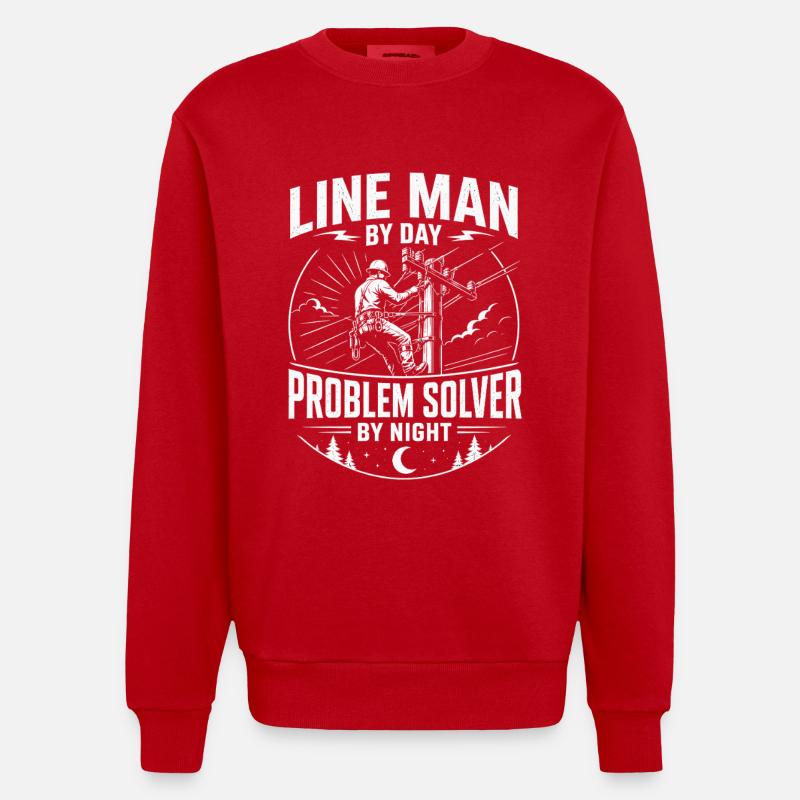 Motif de technicien câble électrique - Sweat bio épais oversize fabriqué en UE - rouge